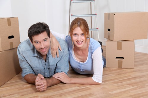 Boxes and household items being unloaded at a Barnet property