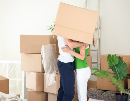 Moving truck loading boxes and household items in Barnet