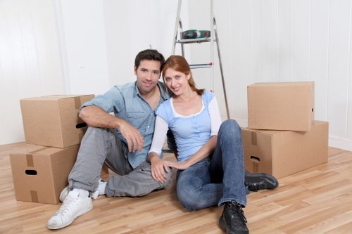 Packed boxes and student furniture ready for a local move in Barnet